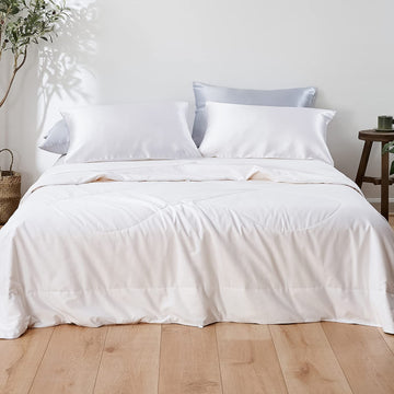Silk Comforter Summer 100% Pure Natural Silk Filled Duvet All Season Cool Lightweight Cal.King: 110"x96", White