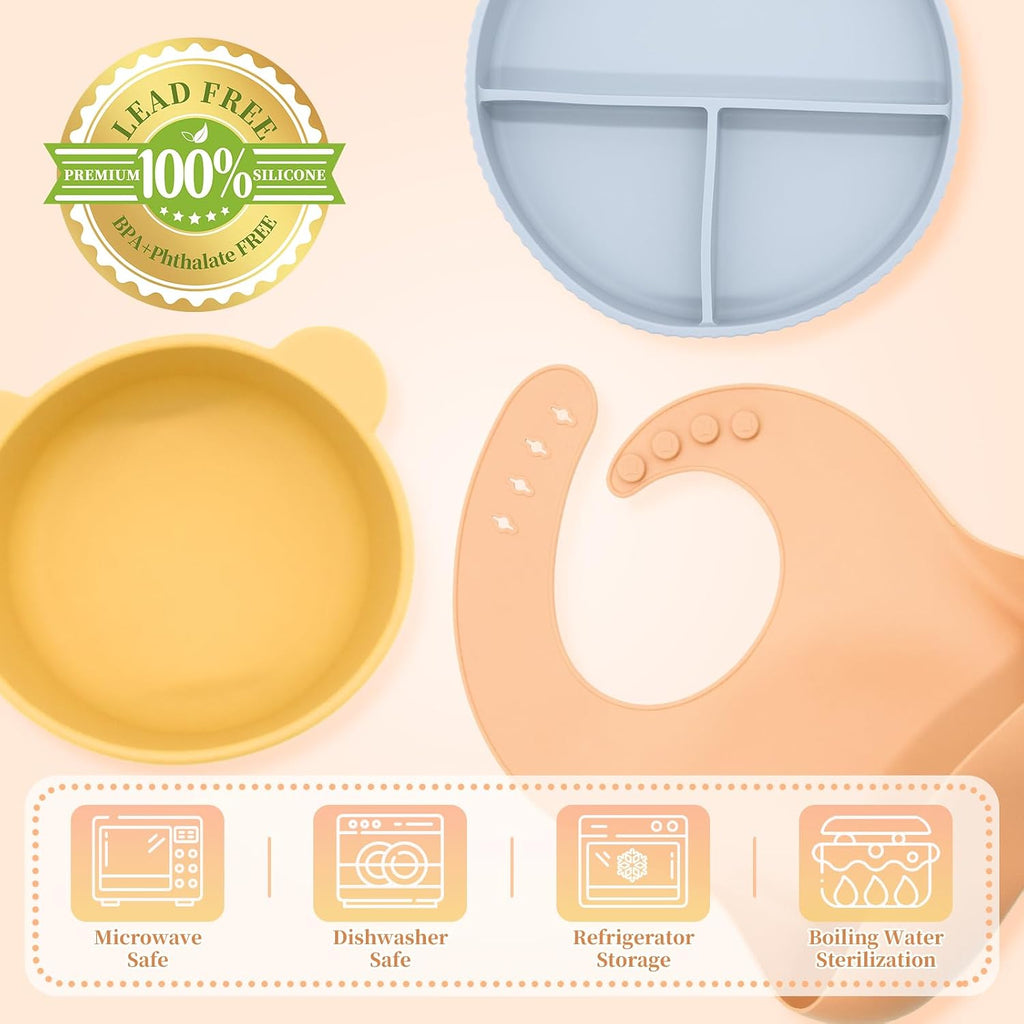 Feeding Set 21 Pcs, Baby Led Weaning Supplies, Baby Feeding Supplies Set BPA Free, Essentials for Newborn Gift Mixed