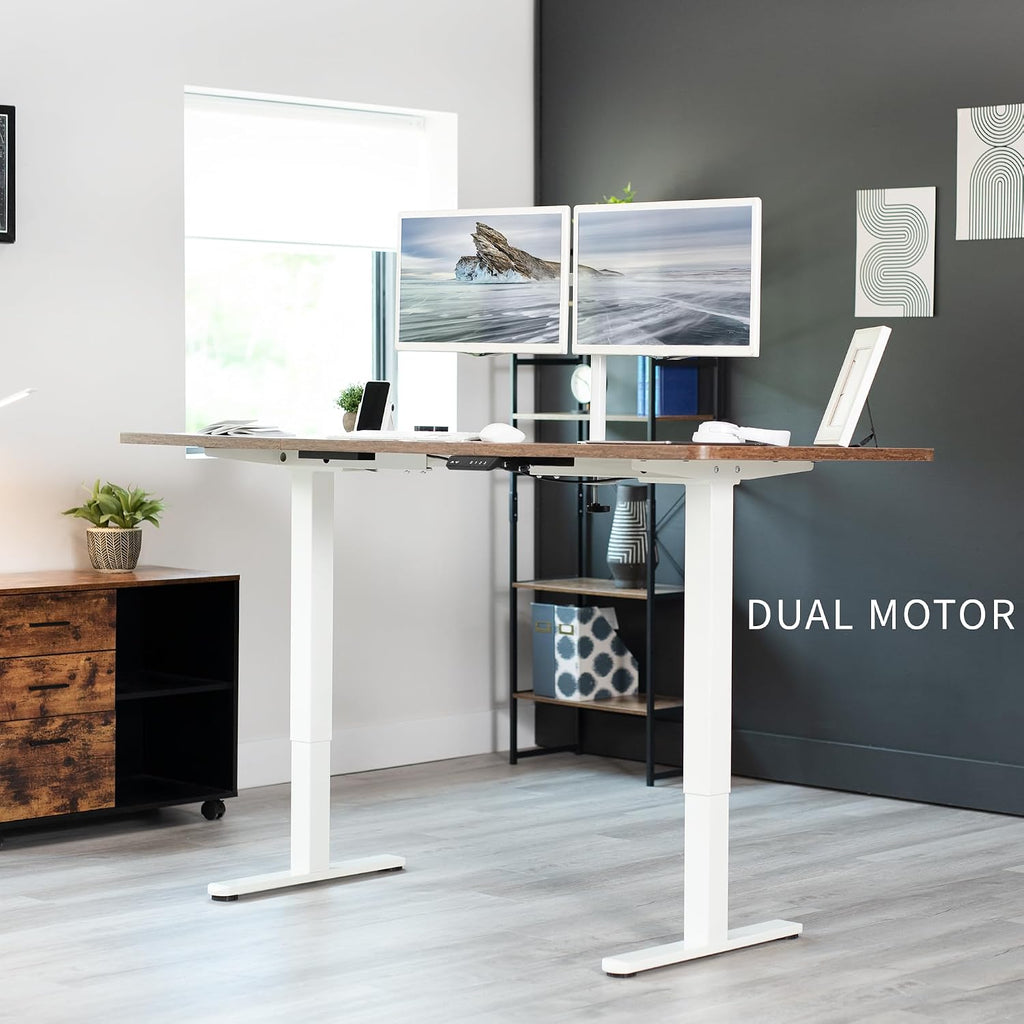 Electric Dual Motor Standing Desk Frame for 41 to 82 inch Table Tops, Frame Only, Ergonomic Standing Height