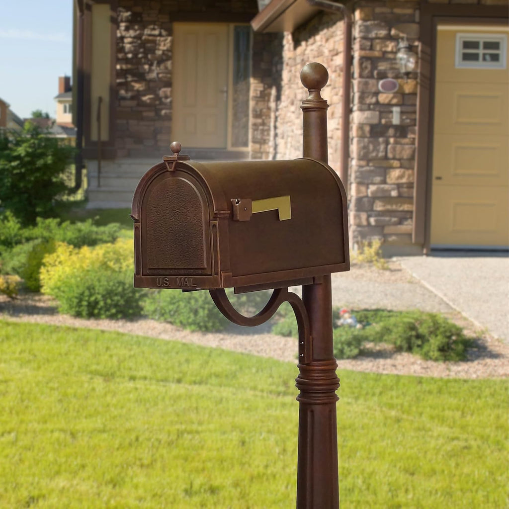 Berkshire Curbside Mailbox - Copper Aluminum Mailbox for Post Mount