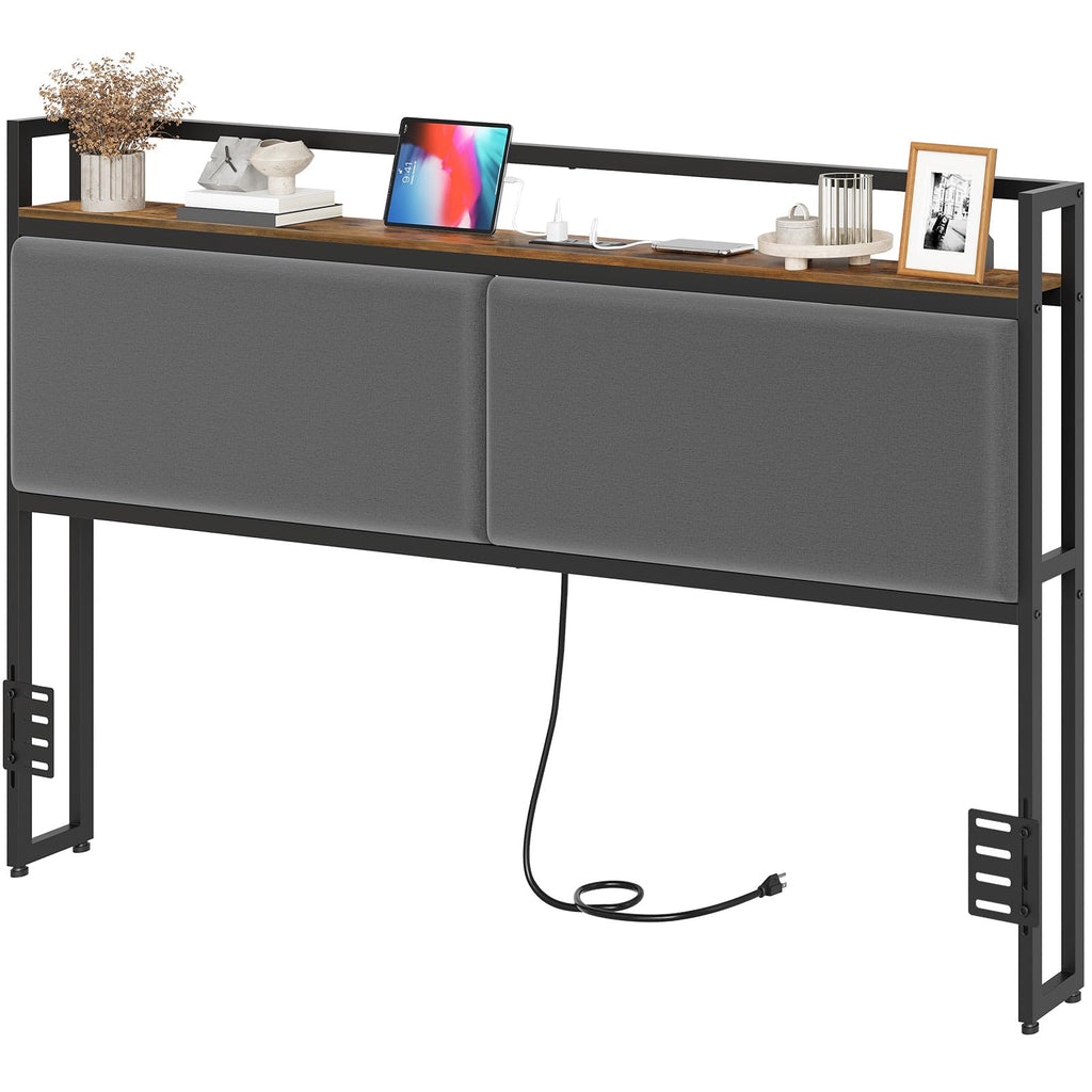 Headboard Only with Storage, Upholstered Head Board with Charging Station, Height Adjustable, Sturdy and Stable