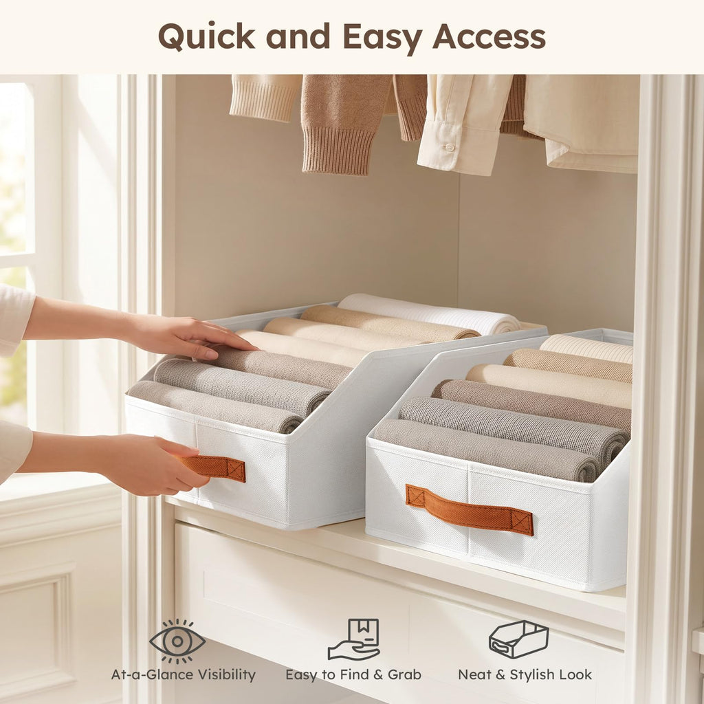 Fabric Storage Bins for Organizing - 10 Pack Large Trapezoid Collapsible Storage Bins with Front Handle, Closet