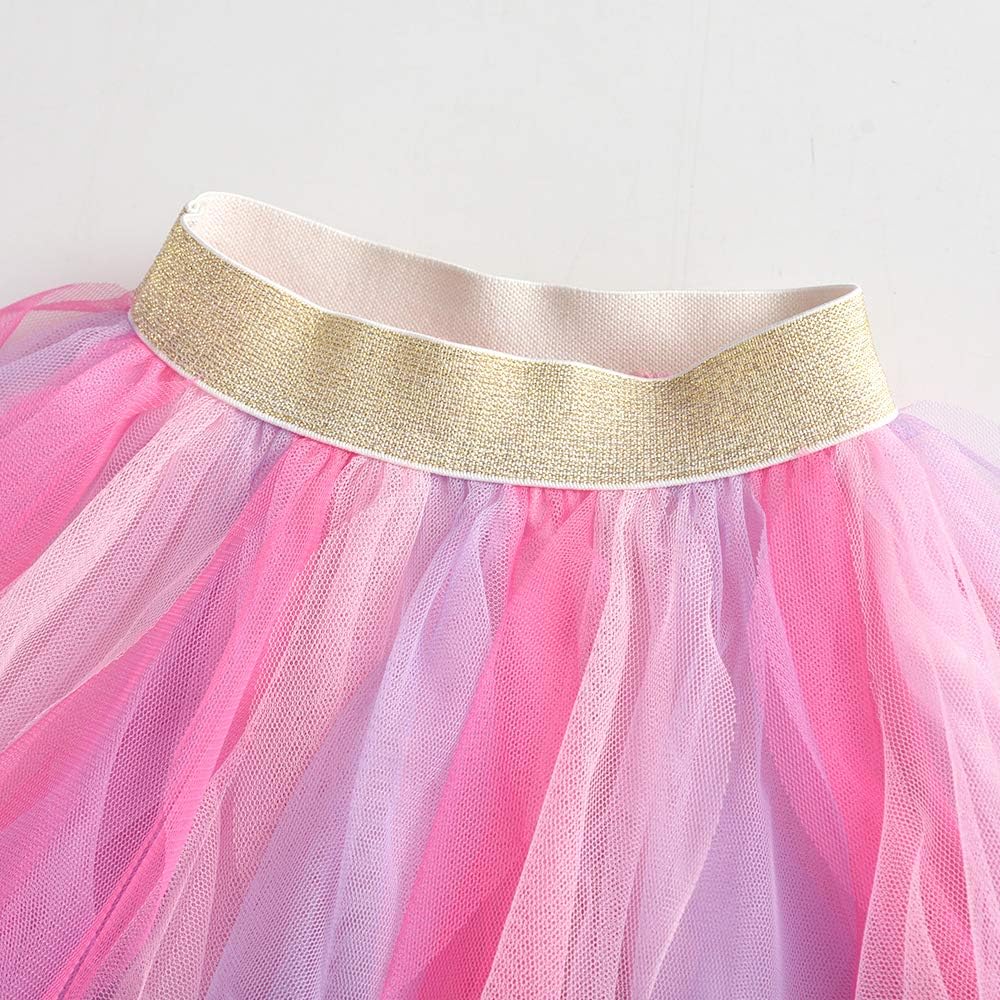 Girls Rainbow Flower Tulle Skirt Toddler Tutu Girls Clothes