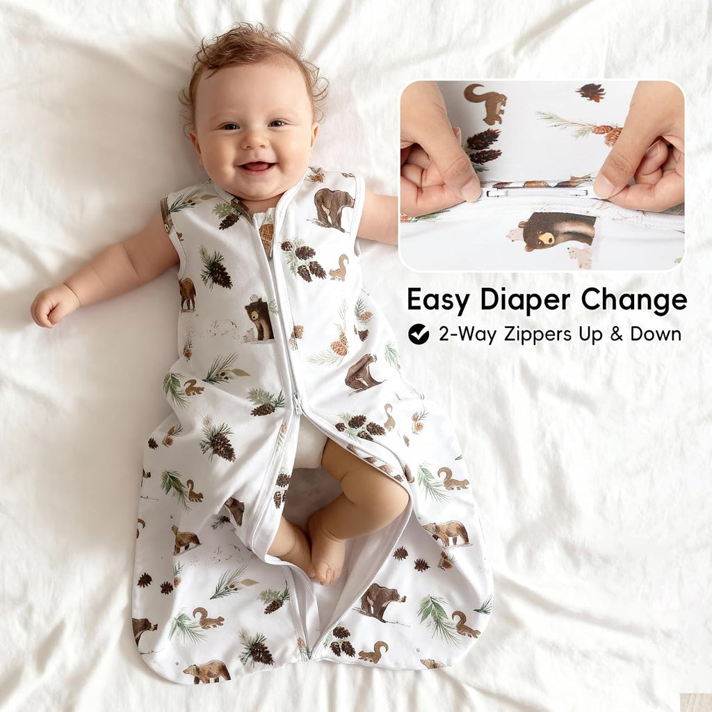 100% Organic Cotton Baby Sleep Sack 6-12 Months, Soft Baby Wearable Blankets with Way Zipper, 2 Pack Comfy Sleeping