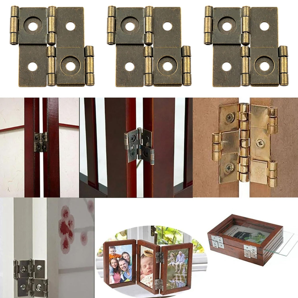 Lovelysp 8PCS Bronze Folding Double Hinges Folding with mounting Screws