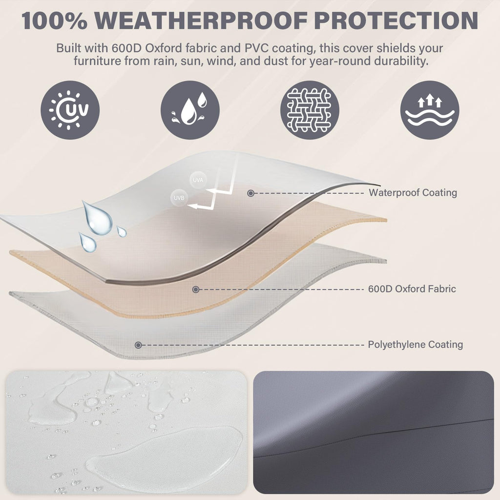 Patio Furniture Cover - Heavy-Duty 600D Oxford Waterproof Outdoor Furniture Covers with Windproof Buckle Straps for