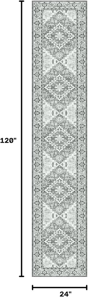 2 x 10 Runner Rug, Washable Entryway Rugs, Grey White