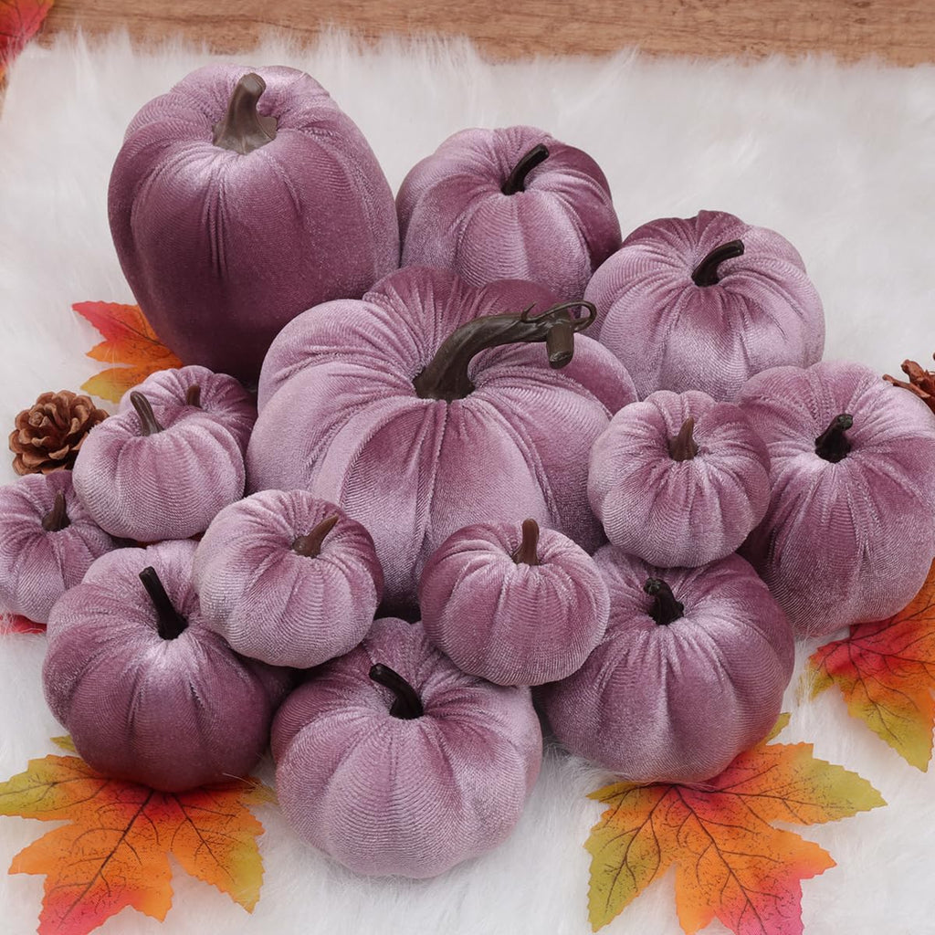 16Pcs Thanksgiving Artificial Velvet Pumpkins Foam Pumpkin Decor