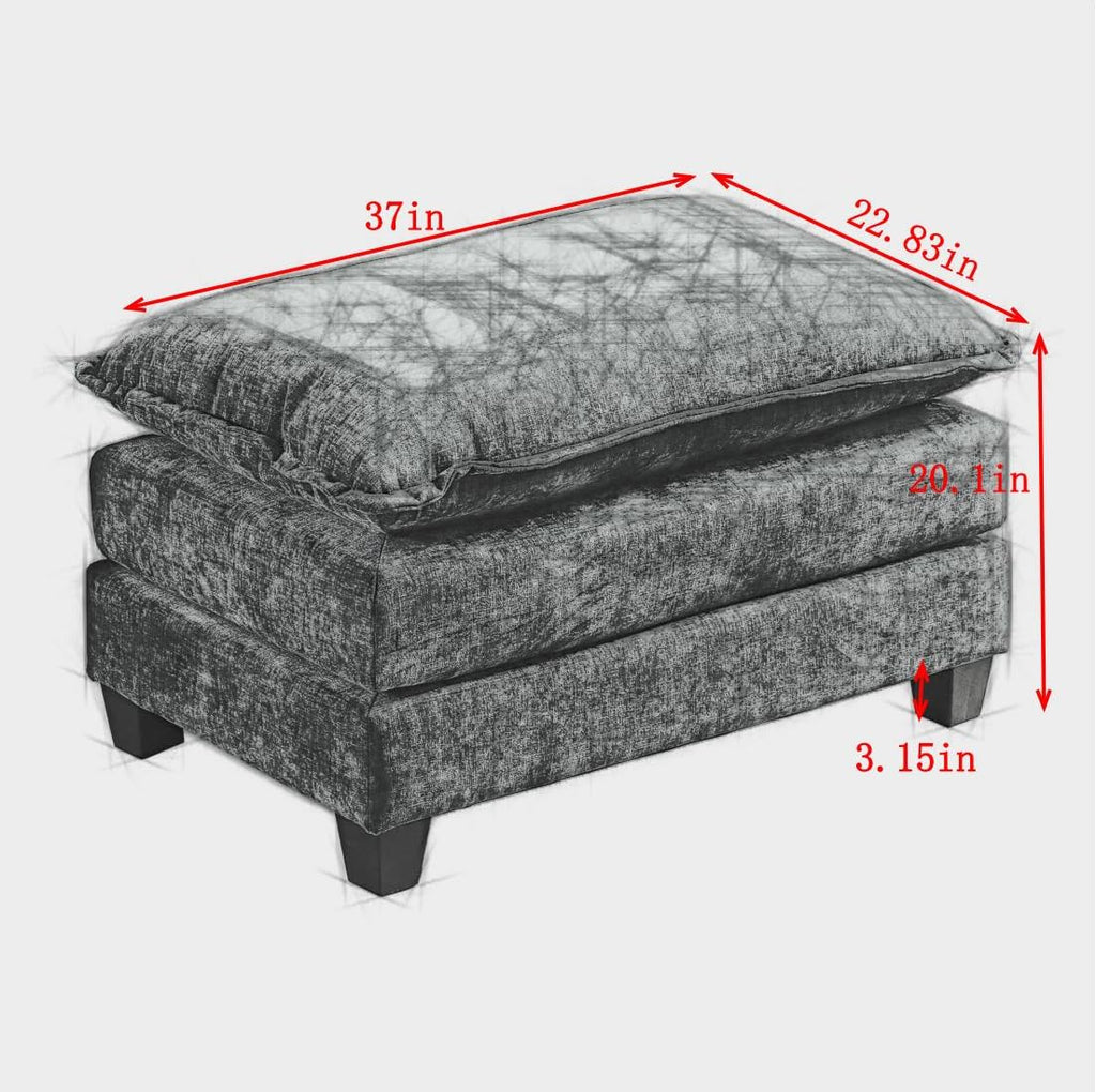 Cloud Sofa Ottoman only, Modern Sectional Couch, Bedroom and Apartment, Comfy Double Layer Upholstered Seat Cushion
