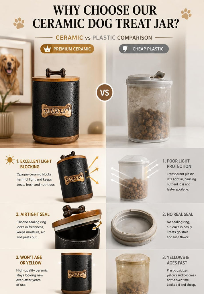 Dog Treat Container Jar with Airtight Lid, Keep the Pet Treat Fresh