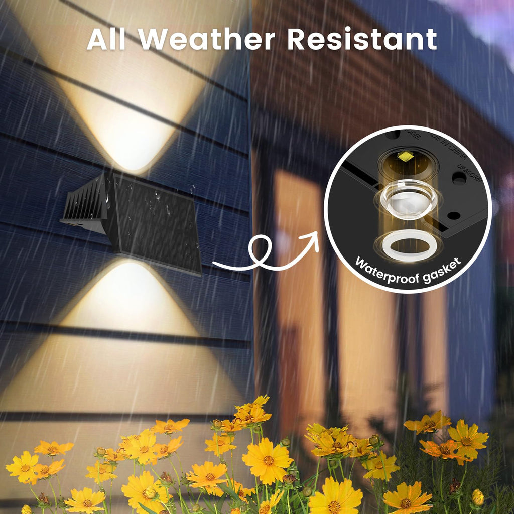 Fence Lights Solar Powered, Multicolor Solar Wall Lights Outdoor Waterproof IP67, Up and Down Solar Fence Lights