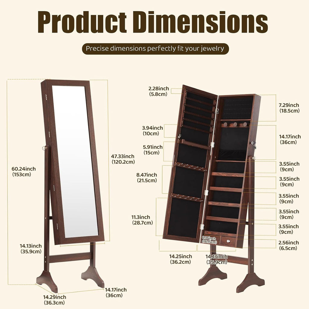 Jewelry Armoire Cabinet, Jewelry Organizer, Freestanding