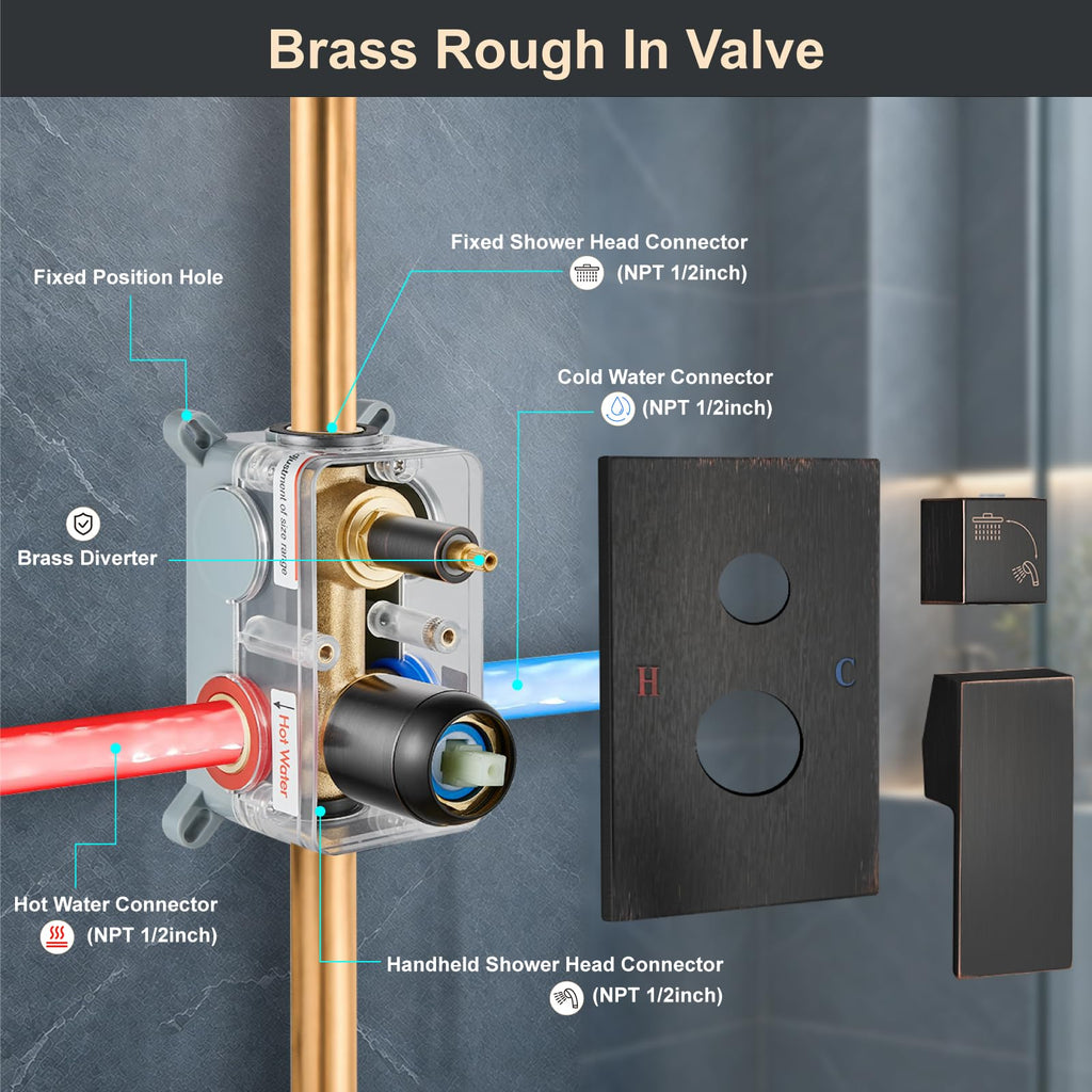 Shower Faucet Set with Handheld Sprayer, 12 Inch, Oil Rubbed Bronze