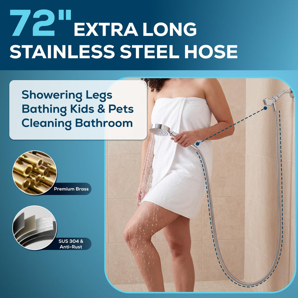 Metal 6-Spray Shower Head with Handheld High Pressure