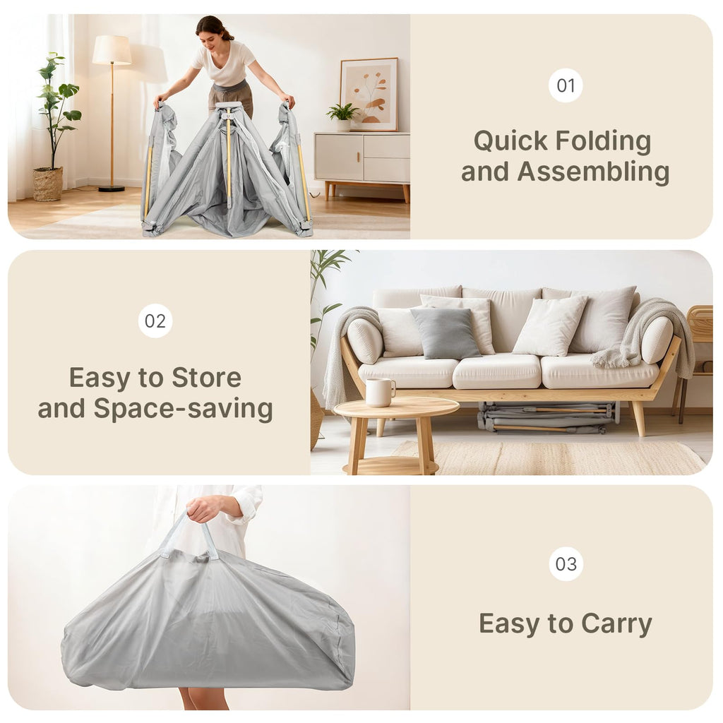 Foldable Baby Playpen with Mat, 50x50 Foldable Play Pen for Babies and Toddlers, Baby Playpen with Portable Design