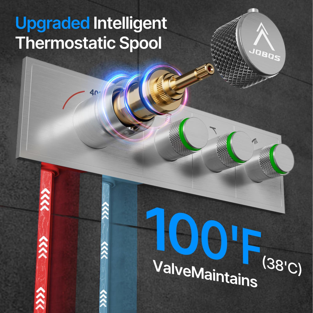 Shower System Brass Thermostatic Shower Faucet Set With Valve and Diverter Shower Mixer With Rain Head and Handheld