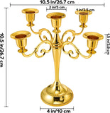 5 Arm Gold Candelabra, Candelabra Candle Holder, 10 Inch Tall Candlesticks Holder, Elegant Taper Candle Holder
