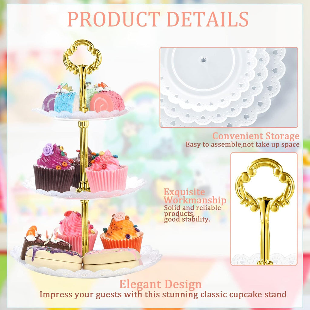 Tier Serving Tray, 3 Tiered Dessert Stand, White - Set of 3