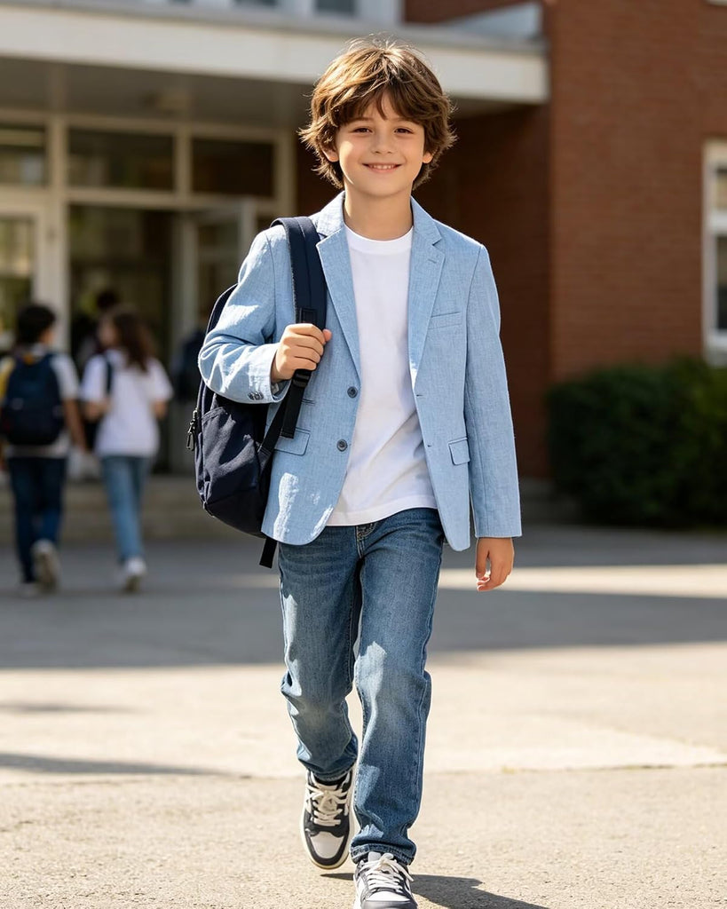 Linen Boys Blazer Slim Fit Casual Sports Coat Summer Suit Jacket Tux Outfit