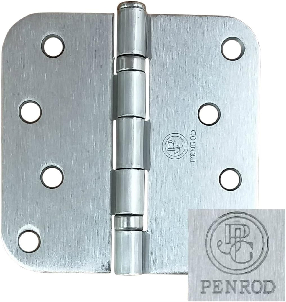 Door Hinges, Satin Nickel, Ball Bearing 4 Inch with 5/8 Inch Radius, 3 Pack