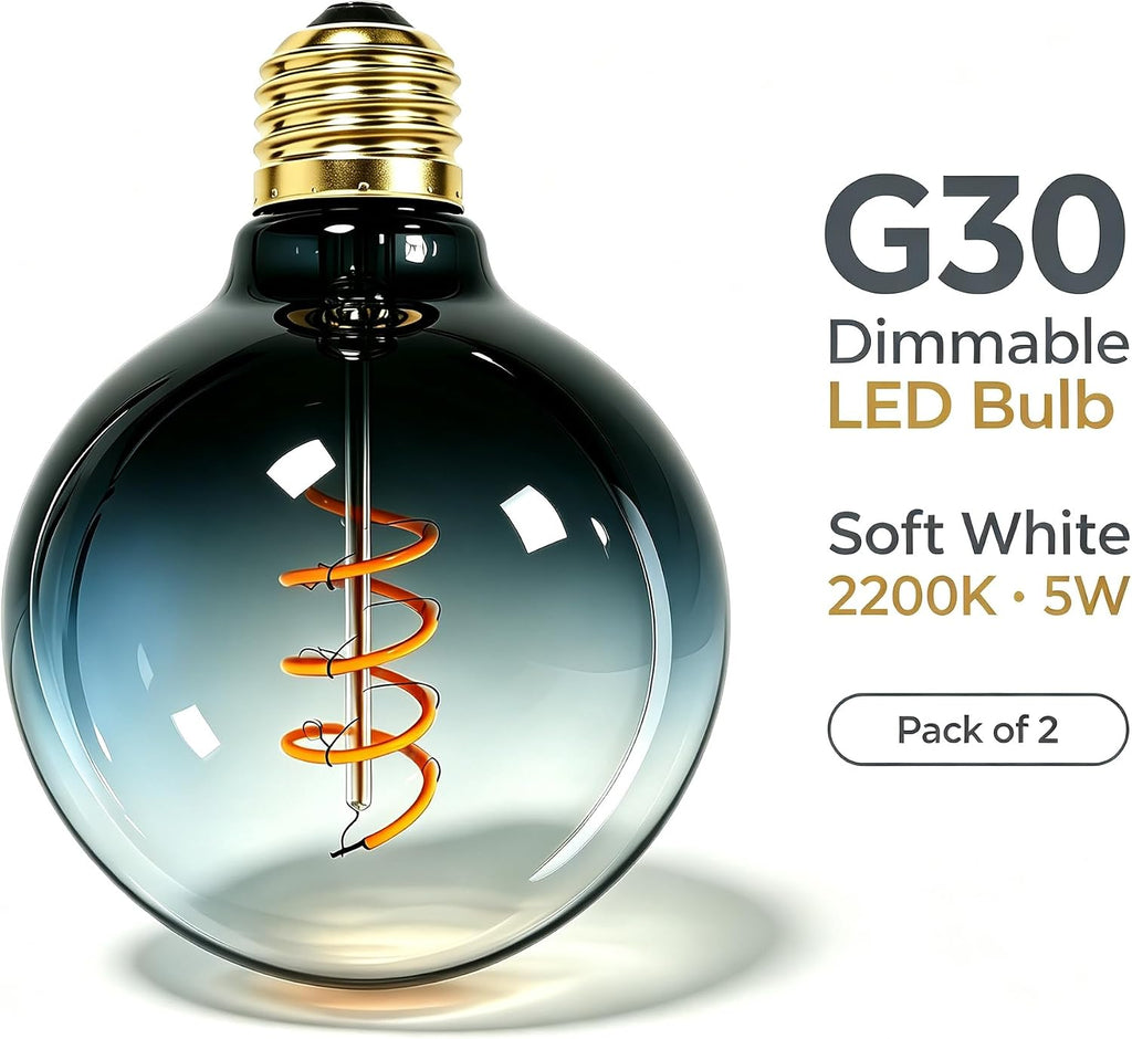G95 Large LED Edison Light Bulb,5W Gradient Black Glass