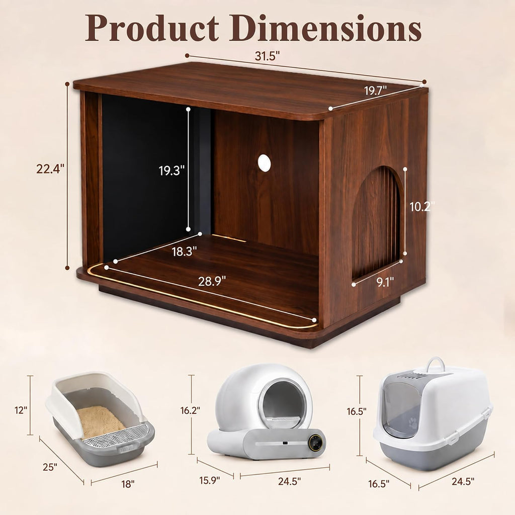 31.5" Litter Box Enclosure, Hidden Cat Furniture Cabinet