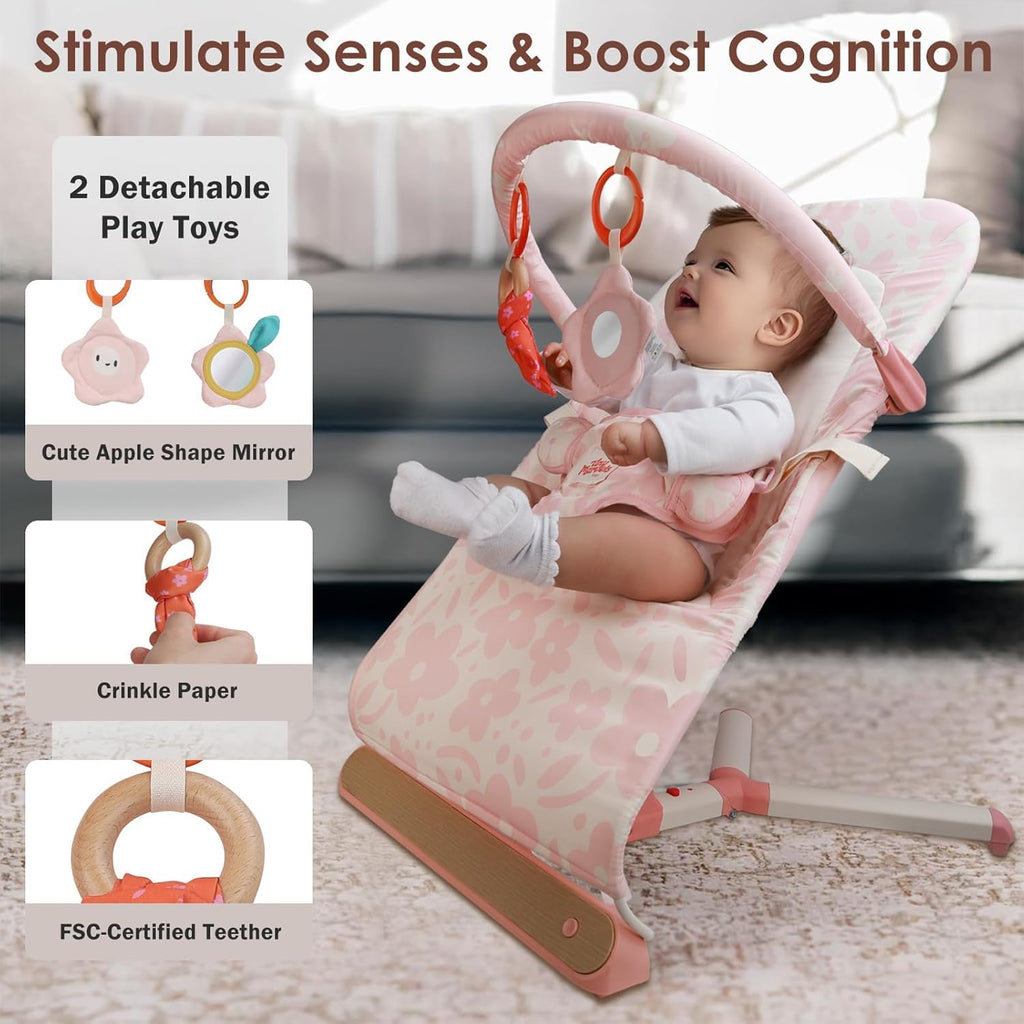 Portable Foldable Baby Bouncer with Ergonomic & Music, 0