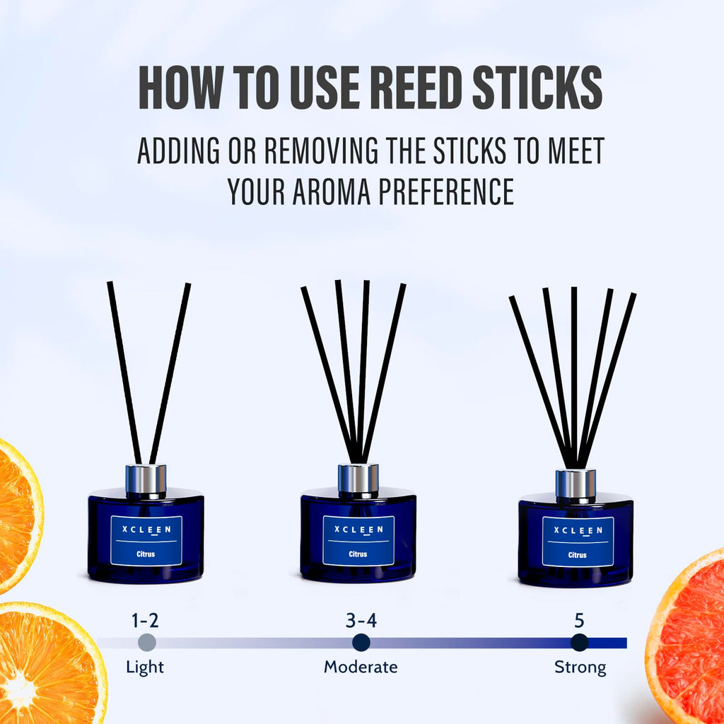 Reed Diffusers, 6.7 oz(200ml) Citrus Scented Oil Diffuser with Fiber Sticks, Air Freshener Fragrance Decor
