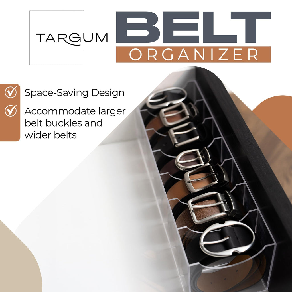 Belt Organizer for Closet Extra Wide 7 Compartment Acrylic