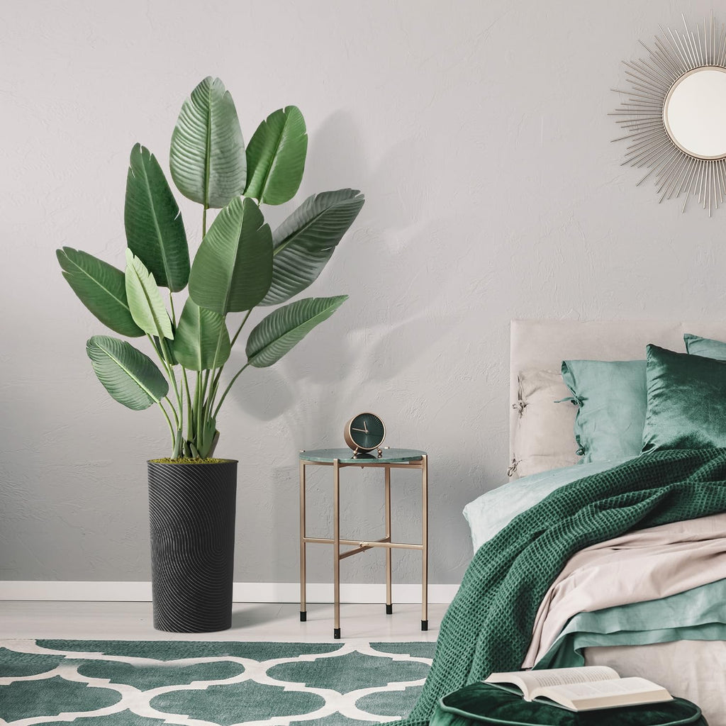 Artificial Tree in Geometric Spiral Pattern Planter, Fake Bird of Paradise Silk Tree for Indoor and Outdoor Home