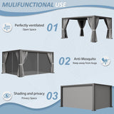 Aoxun Louvered Pergola 12' x 16' Outdoor Aluminum Pergola Adjustable Roof, with Waterproof Curtains and Nets