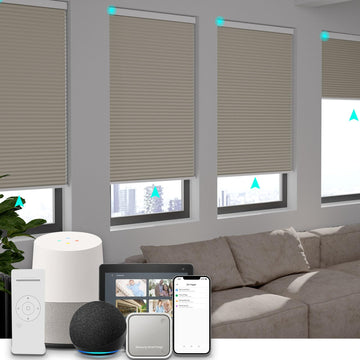 Motorized Blackout Cellular Shades for Indoor Windows Smart Blinds Automatic Electric Power with Remote Control