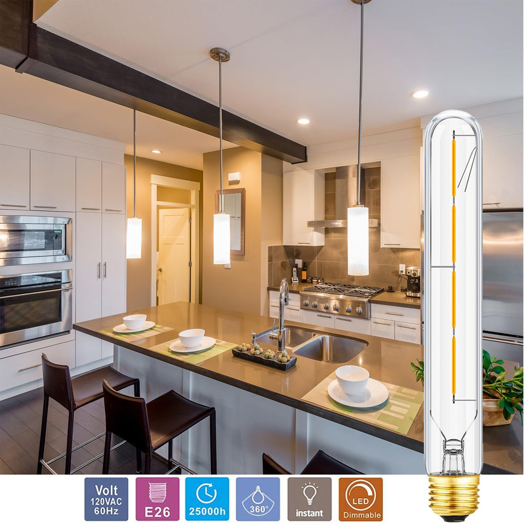 E26 Tube Bulbs 40 Watt Dimmable Light Bulb 3000K Soft White T10 Edison