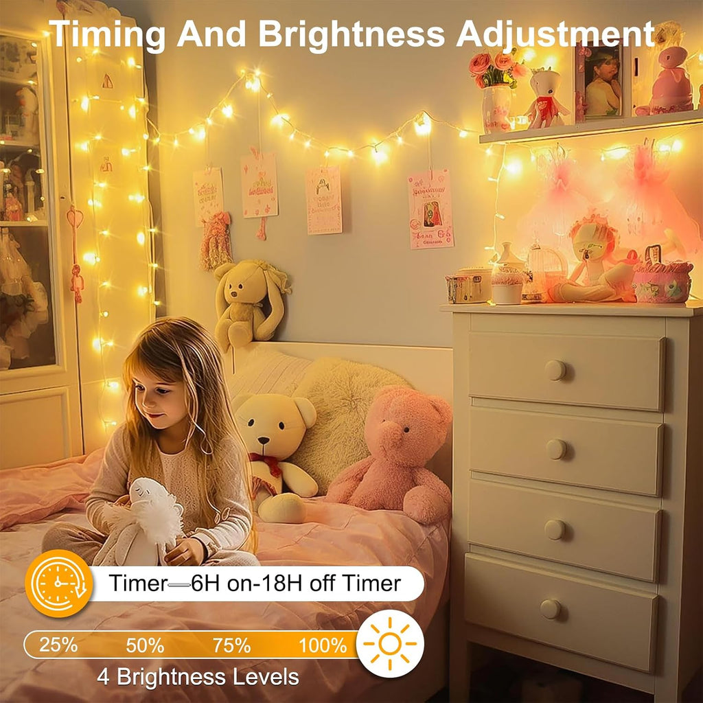 200FT 600LED Christmas Lights Plug ,Warm White Waterproof Fairy Lights with Timer/8 Modes, Christmas Tree Lights