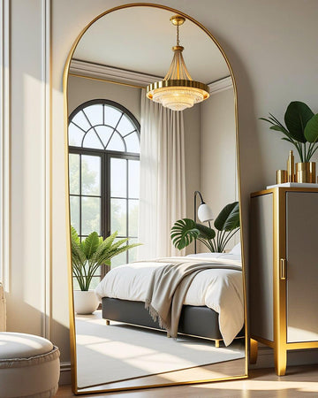 71"x26" Arched Full-Length Mirror with Explosion-Proof HD Glass - Oversized Floor or Wall-Mounted Full Body Mirror