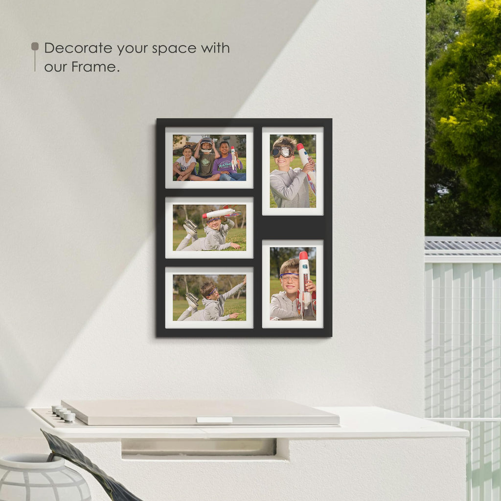 5x7 Collage Frame Holds 5 4x6 Photos Black