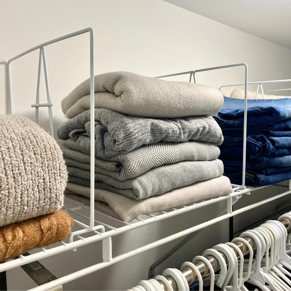 10-Pack Wire Shelf Dividers, Clip-On Closet Organizers, Tall Steel