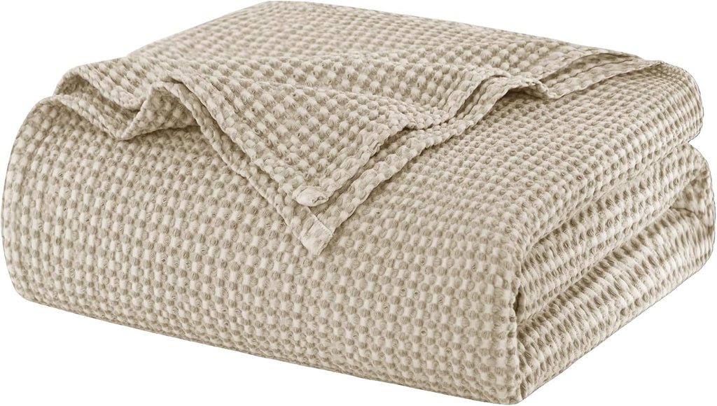 100% Cotton Blanket Throw Size, Machine Washable,Oatmeal,50x60 Inches