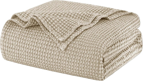 100% Cotton Blanket Throw Size, Machine Washable,Oatmeal,50x60 Inches