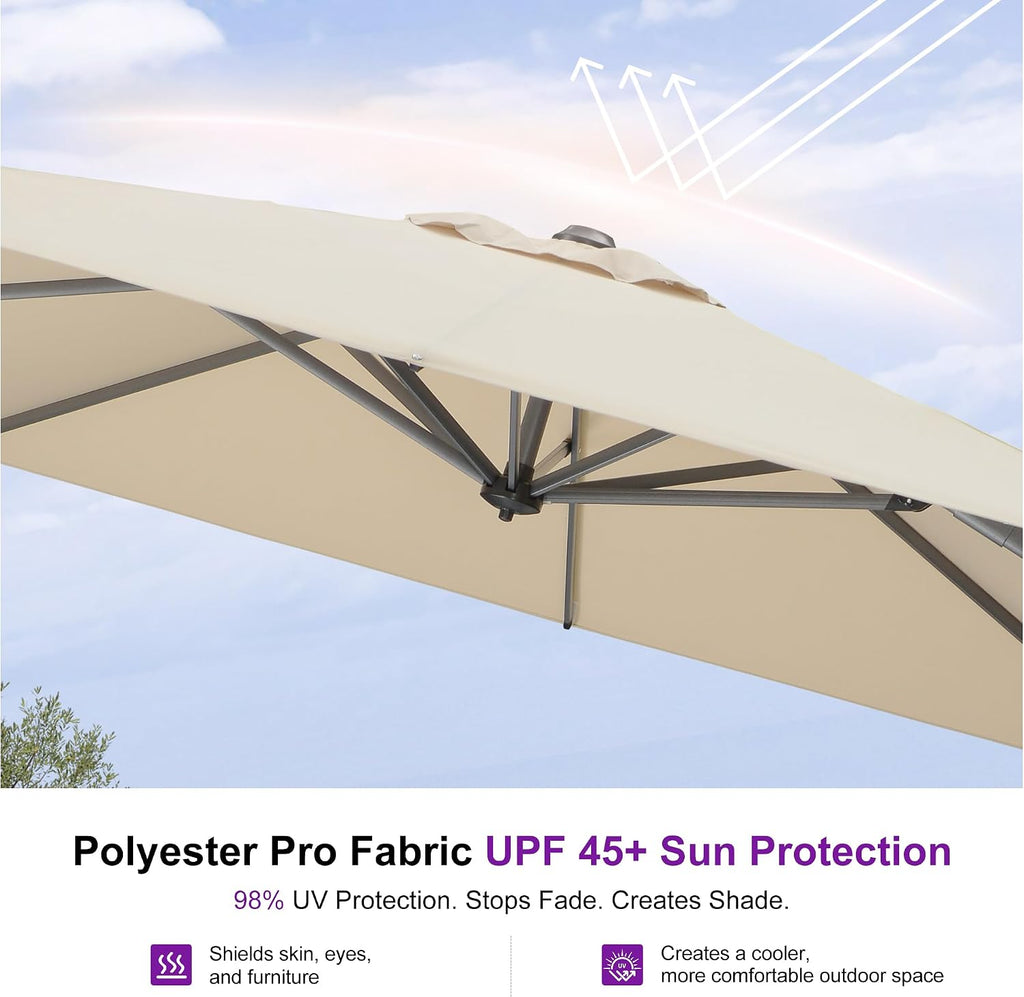 9' X 11.5' Patio Umbrella Outdoor Cantilever Rectangle Umbrella Aluminum Offset Umbrella with 360-degree Rotatio - 54PP
