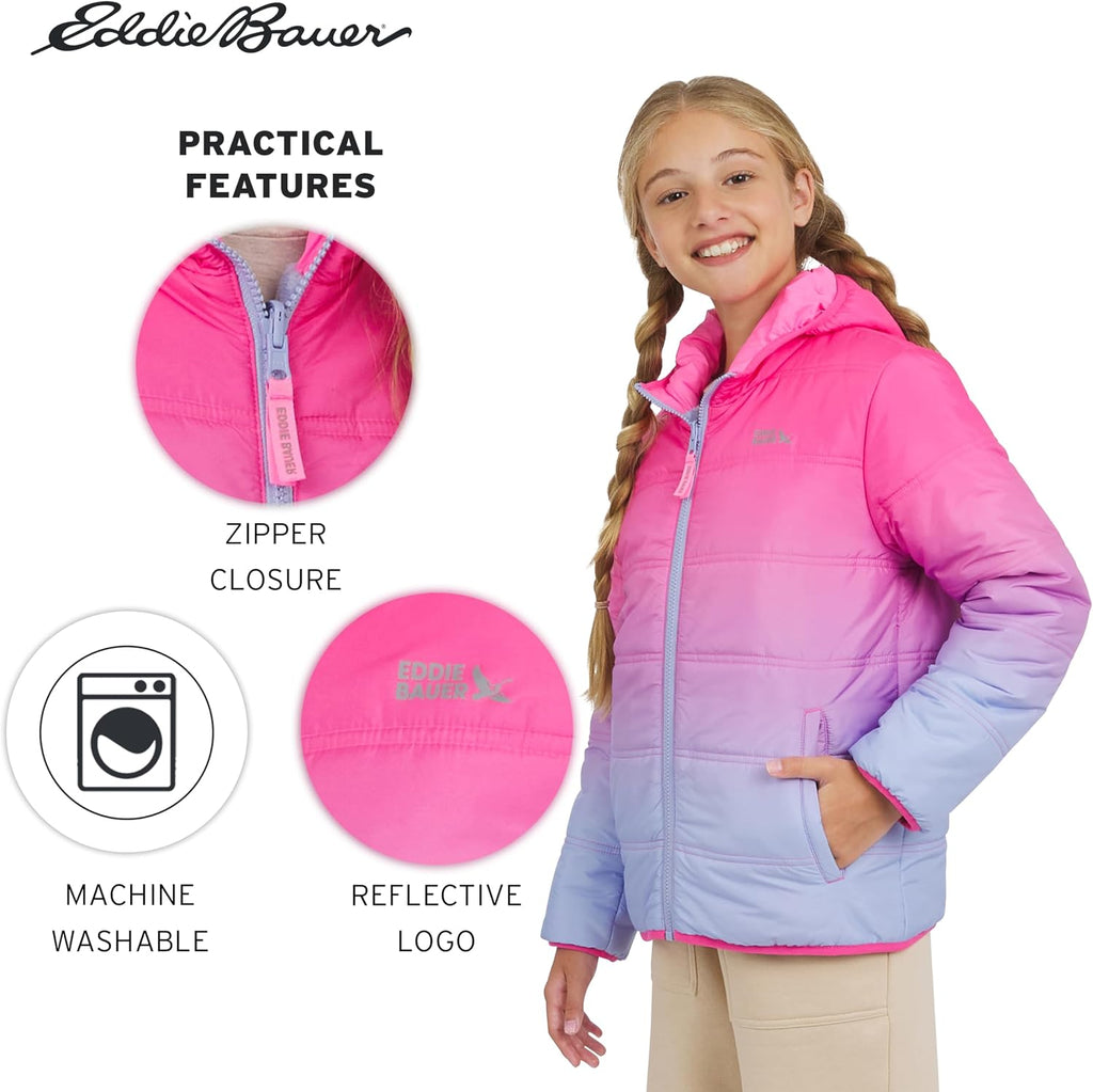 Girls' Deer Harbor Reversible Faux Fur Lined Insulated Puffer Jacket