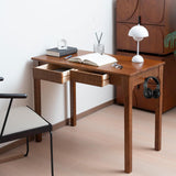 39.4'' Solid Wood Desk with Drawers, Mid Century Modern Home Office Desk