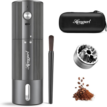 Upgraded Faster Electric Coffee Grinder, Stainless Steel Burrs, Gray | Cordless Coffee Mill, 1600mAh Rechargeable