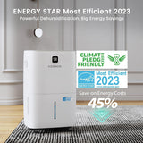 80 Pints Energy Star Dehumidifier for Home, Basement with Drain Hose, Front LED Display and 1.06 Gal Water Tank