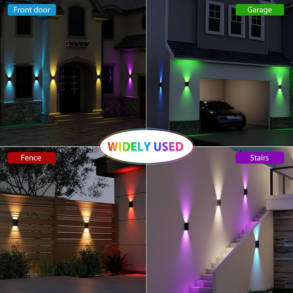 Solar Lights Outdoor, 8 Lighting Modes Dusk to Dawn Lighting Wall Sconce IP67 Waterproof Up and Down Solar Wall Light