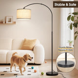Dimmable Floor Lamp, Arc Floor Lamp with Dimmer, Black Standing Lamp with Adjustable Hanging Shade