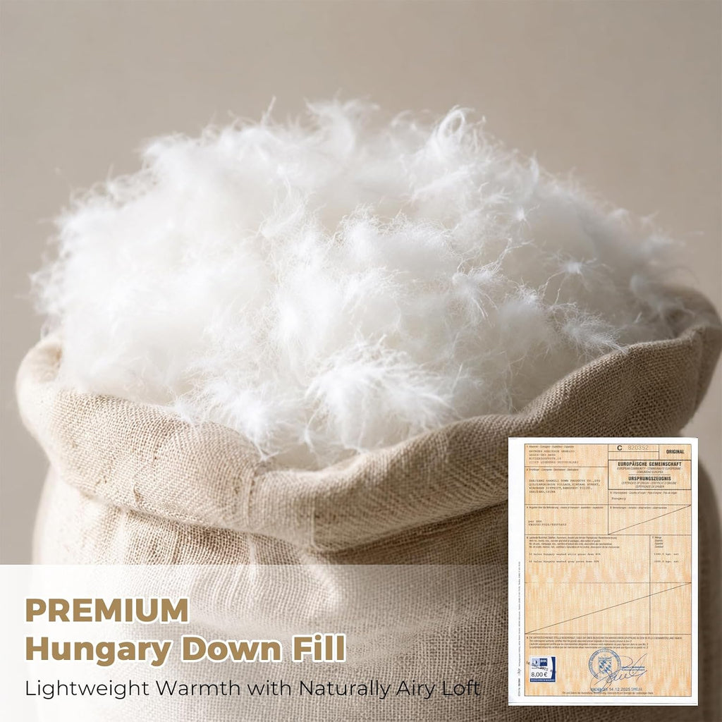 Hungarian Feather Down Comforter Cal King,100% Organic Cotton Duvet Insert