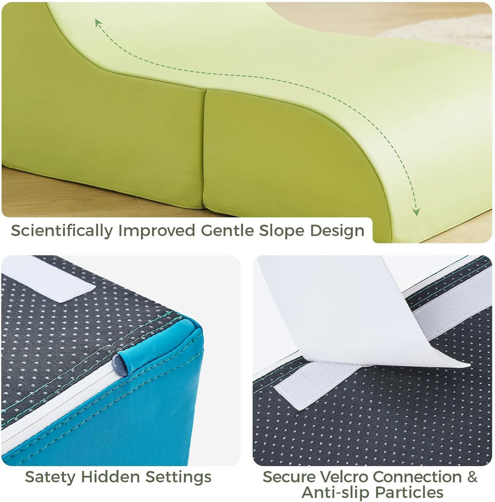 PU Leather Foam Climbing Blocks: with Toddler Crawl Tunnel Toy