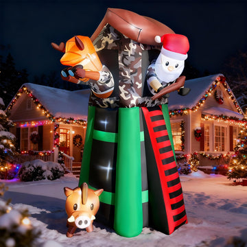 8 FT Christmas Inflatables Outdoor Decorations Hunting Santa