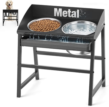 15" Tilted Elevated Dog Bowl, Large Breeds Non-Spill Design